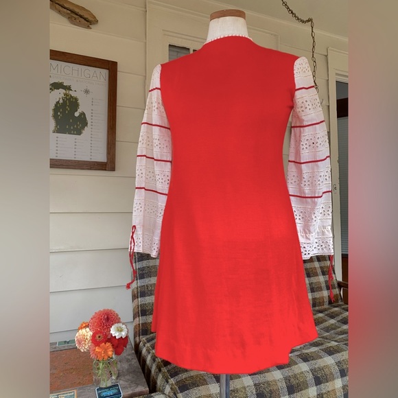 60s Gogo Bell Sleeve Mini Dress Medium - Picture 7 of 8